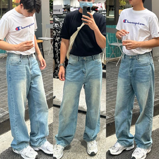 ‼️พร้อมส่ง🍻Normal Jeans (สี Blue )กางเกงยีนส์ทรงกระบอกใหญ่ เอวสูง👖✨