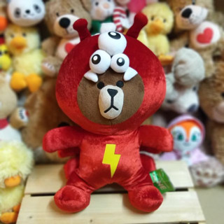 ตุ๊กตา Line Brown ไลน์ หมีบราวน์ฮู้ดสัตว์ประหลาด 13 นิ้ว งานสะสม ตุ๊กตามือสองญี่ปุ่น