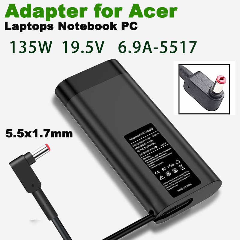 Adapter 19.5V 6.9A 135W Connector 5.5*1.7mm For Acer Laptops Notebook PC Predator  Nitro 5