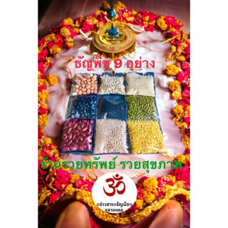 ธัญพืชมงคล 9 อย่าง ข้าวสาร สี ธัญพืช พืชมงคล( 125 กรัมต่อถุง)