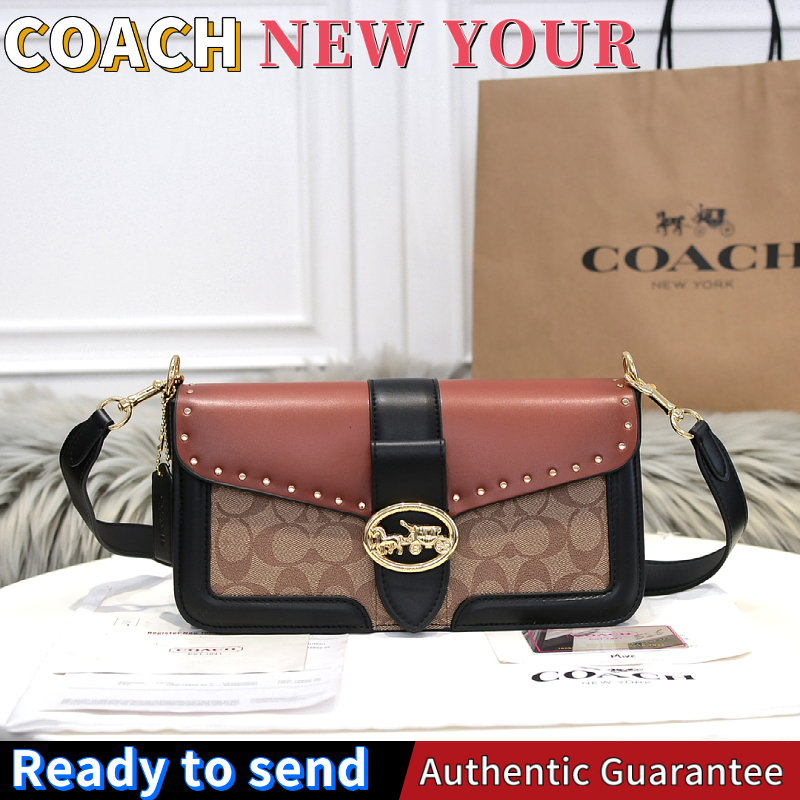 พร้อมส่ง🌟แท้ 💯%Coach Retro Rivet Presbyopia Bacchus Bag กระเป๋าสะพายข้างผู้หญิง C5605