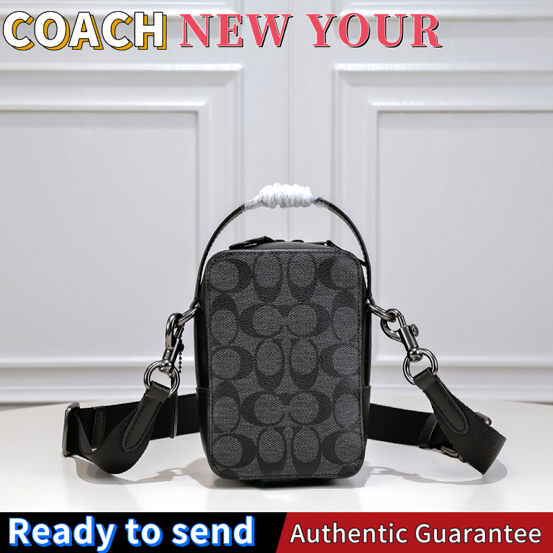 พร้อมส่ง🌟แท้ 💯% Coach Track Classic PVC Leather Chip Bag กระเป๋าสะพายข้างผู้ชาย mobile phone bag C3146