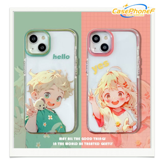 ✨ส่งของขวัญ✨เคส for iPhone 11 14 Pro Max Case for iPhone 12 13 ป้องกันการตก การป้องกัน สาวน่ารักหัวใจ โปร่งแสง รุ่นคู่