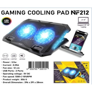 🍁พัดลมระบายความร้อนโน๊ตบุ๊ค🎄 NUBWO NF-212 พัดลมสองตัวมีไฟ Gaming Cooler Pad RGB 🪐