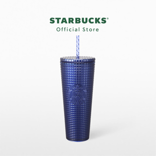 Starbucks Grid Pearl Cobalt Cold Cup 24oz. ทัมเบลอร์สตาร์บัคส์พลาสติก ขนาด 24ออนซ์ A11143969