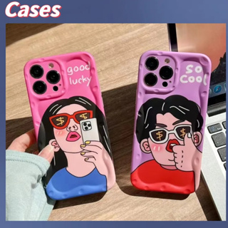 คูปองเคลม🎀เคสไอโ case for iphone 11 12 แฟชั่นคู่เท่ บุคลิกภาพที่สร้างสรรค์ เคส 14 13 12 11 pro max เคสมือถือกันกระแทก