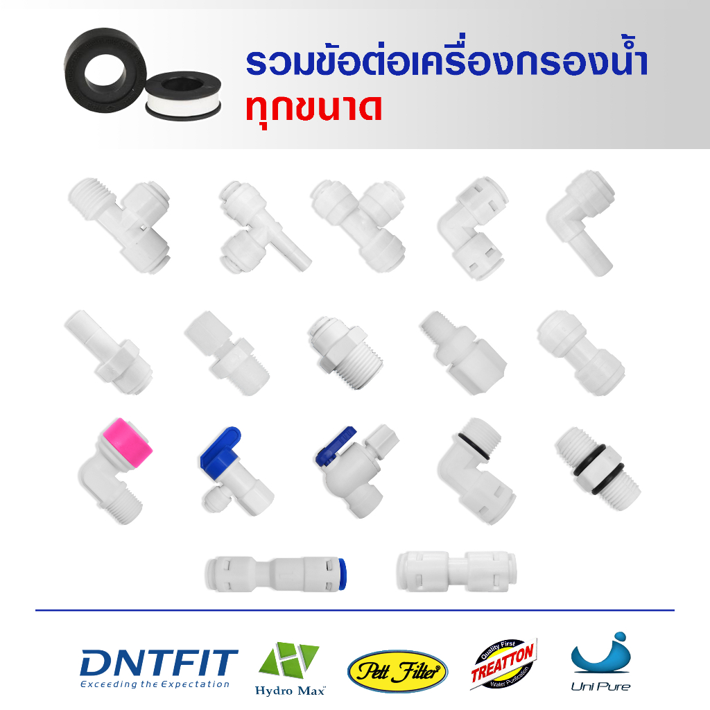อะไหล่เครื่องกรองน้ำ ข้อต่อเครื่องกรองน้ำ 2หุน 3หุน พ่นหมอก 3/8 1/4 1/2 ข้องอ เกลียวนอก เกลียวใน สามทาง RO water system