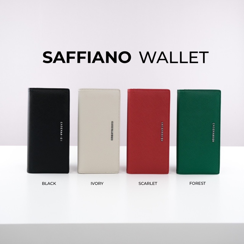 (ใส่โค้ด:17NEW22ลด83.-) Saffiano Wallet กระเป๋าสตางค์ใบยาว หนังกันรอย