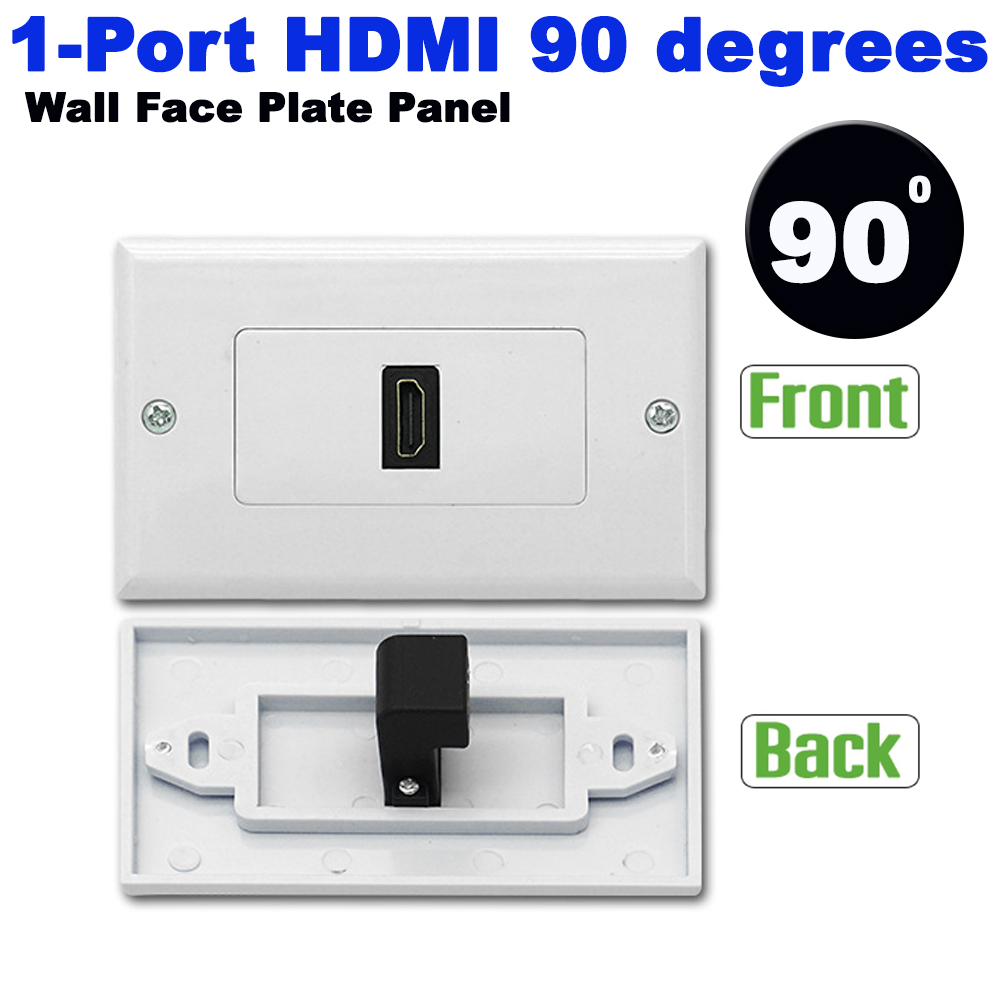 หน้ากาก เต้ารับสาย HDMI ตัวเมีย แบบ 1 ช่อง (หัวงอ 90 องศา แบบ เมีย-เมีย F/F ทรงสี่เหลี่ยมผืนผ้า HDMI 1 Port Wall Plate)