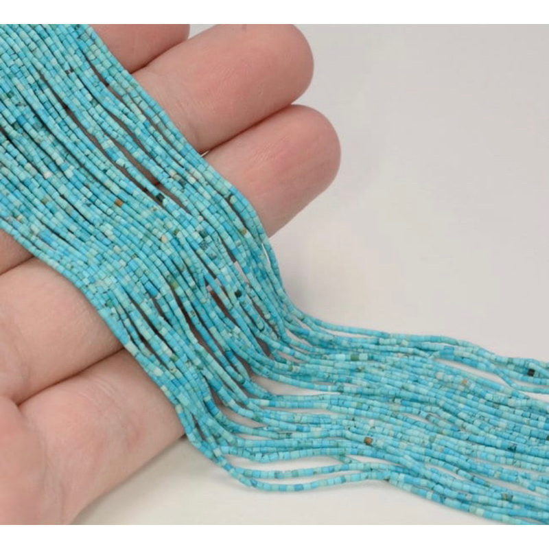 1x1mm Genuine Turquoise Gemstone Grade AAA Blue Round Tube Heishi Loose Beads 14.5 inch Full Strand