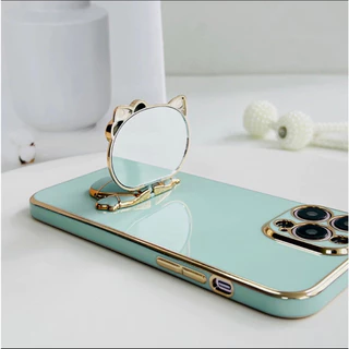เคส คิตตี้ สำหรับ Samsung A17 A18 A27 A57 A37 A15 A36 A56 S26FE S24FE S25FE A55 A25 A14 A25 A34 A54 A05S กระจก ตั้งได้