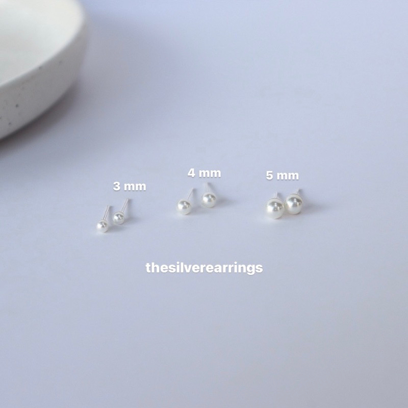 silver 925, ต่างหูเงินแท้ : มุกเกาหลี