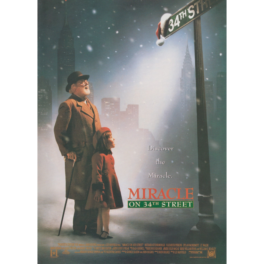 HANDBILL แฮนด์บิล ใบปิดหนัง ภาพยนตร์ ปี 1994 เรื่อง Miracle on 34th Street