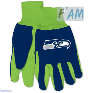 ถุงมือผ้าอเนกประสงค์ทีม NFL Seattle Seahawks ทำสวน ทำครัว ทำงานทั่วไปได้ ไม่มีขนาดระบุ