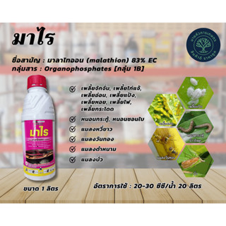 มาไร - มาลาไทออน (malathion) 83% EC ป้องกันกำจัดเพลี้ยต่างๆ หนอน บั่ว แมลงหวี่ขาว มวน แมลงวันทอง ขนาด 1 ลิตร