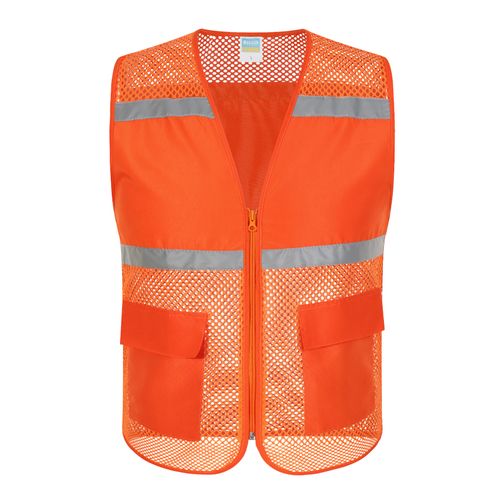 SM Reflective vest เสื้อกั๊กสะท้อนแสงมีกระเป๋า รุ่นระบายความร้อนดี เสื้อกั๊กจราจร เสื้อกั๊กทำงาน