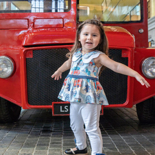 LONDON CELEBRATION 05 : Double Scalloped Top &amp; Bow Trousers เสื้อ กางเกง ชุดเดรส ชุดกระโปรง เสื้อผ้าแฟชั่นสำหรับเด็ก