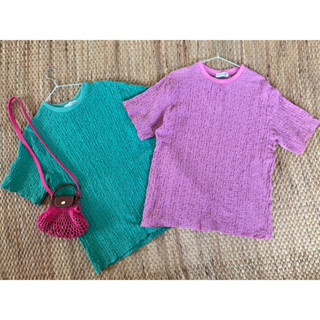 Cotton ผ้าย่น มี2 สี ชมพู เขียวมิ้น ของใหม่ น่ารักมาก อก 40 ยาว 27 Code :928(6)