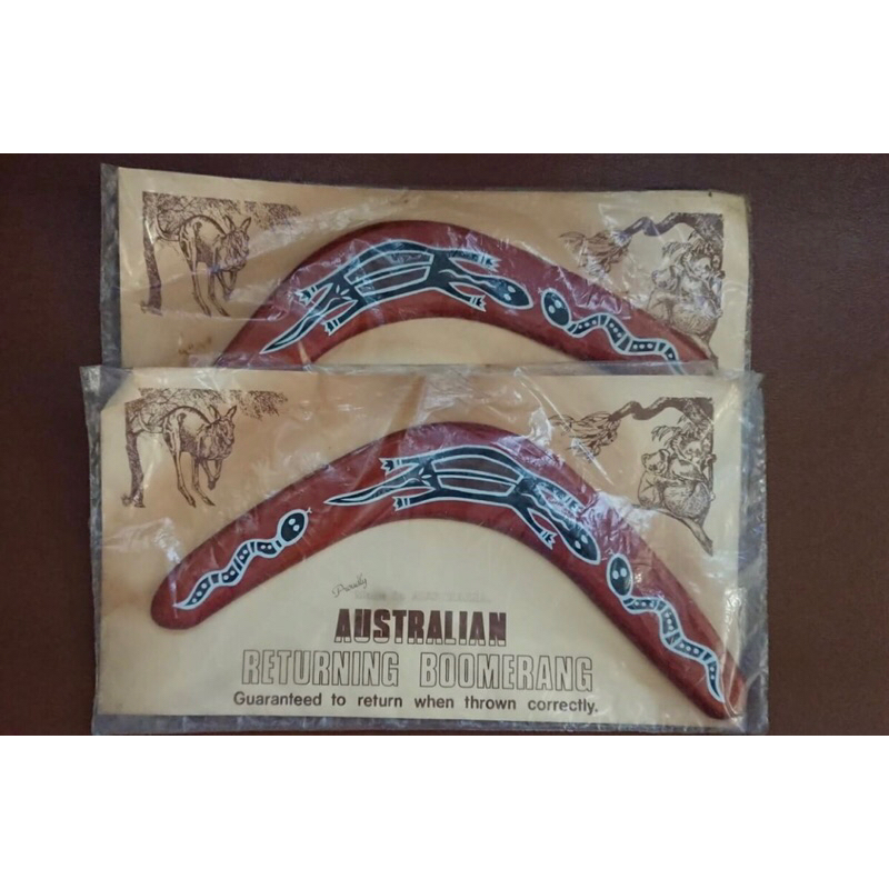 ราคาต่อชิ้น ของเก่าเก็บจากประเทศออสเตรเลีย บูมเมอแรง Finecraft Australia Large 12'' Wood Boomerang f