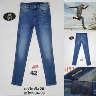 42.H M MAN TECH STRETCH  เอววัดจริง 28 กางเกงยีนส์ผู้ชาย