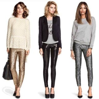 H : Black Sequin Leggings