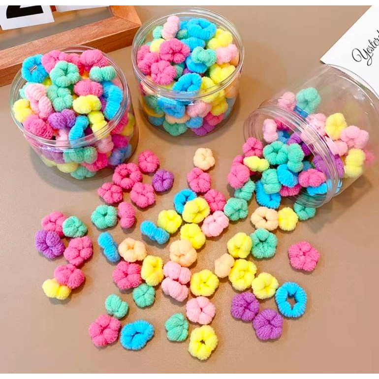 ยางรัดผม ขนาดเล็ก สีแคนดี้แบบกระปุก สำหรับเด็กผู้หญิง (พร้อมส่ง)