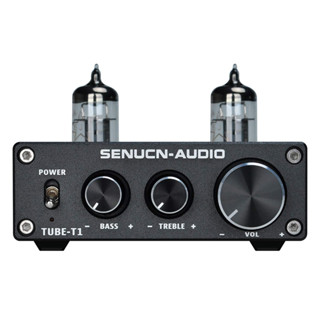 SENUCN-Audio Tube-T1 Preamplifier, 6J1 Vacuum Tube Amplifier Buffer Mini Hi-Fi Stereo Preamp with Treble &amp; Bass