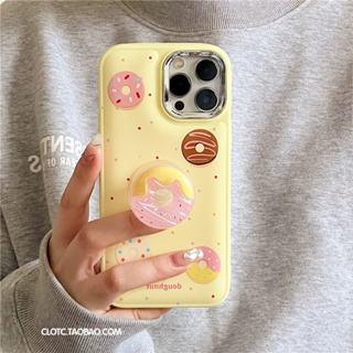 เคส สำหรับ ไอโฟน เคสซิลิโคน สินค้าพร้อมส่งจากไทย สำหรับ Iphone 14 13 12 11 Pro max โดนัทเหลืองชมพู TPU-R1829