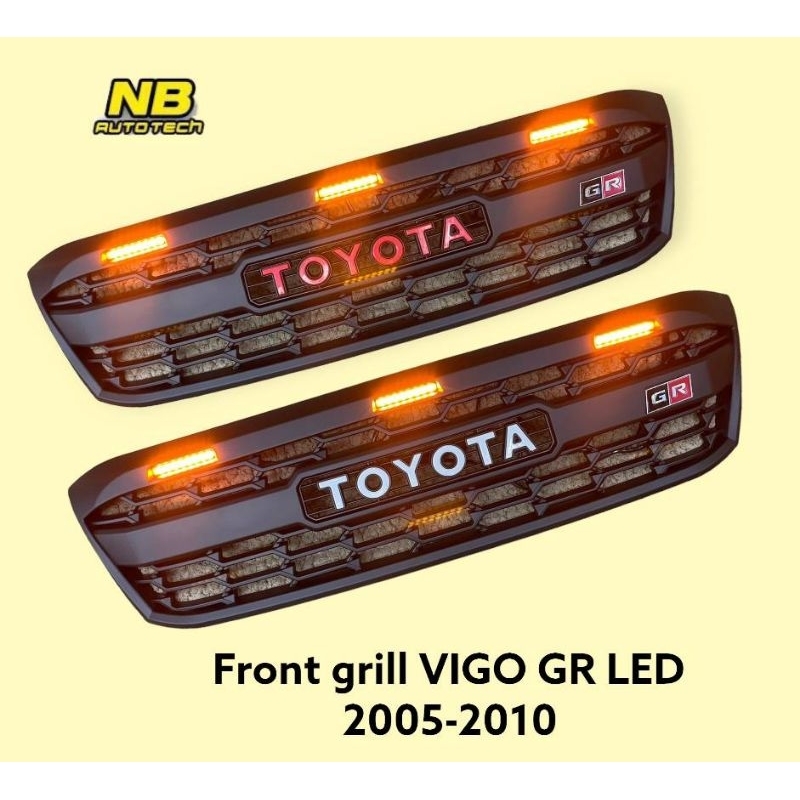 กระจังหน้า Vigo 2005 2006 2008 2010 มีไฟled ลาย GR FRONT GRILL TOYOTA VIGO LED GR