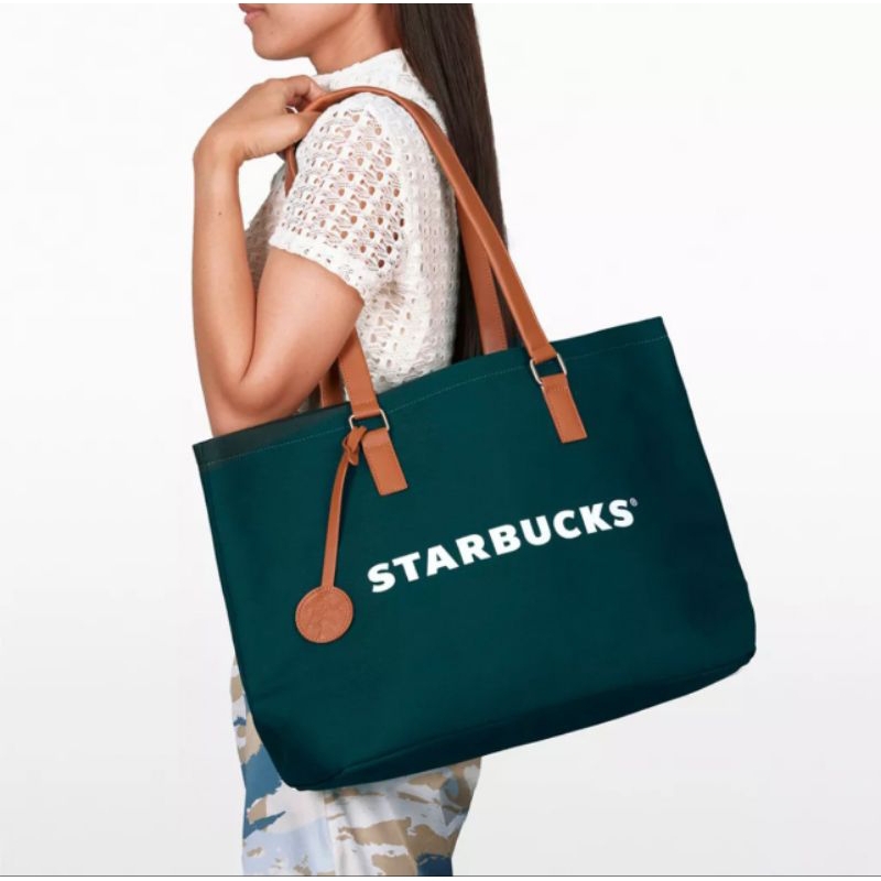 [พร้อมส่ง] แท้💯⭐️ Starbucks Green Tote Bag 2023 กระเป๋าสตาร์บัคส์ 💚สีเขียว (ไม่มีขนมไหว้พระจันทร์) คอลล่าสุด2023