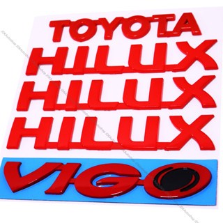 ชุด 5 ชิ้น VIGO สีแดง ป้ายโลโก้ แต่งรอบคัน สติ๊กเกอร์ 3D โตโยต้า ไฮลักซ์ วีโก้ Logo Sticker Set Toyota Hilux