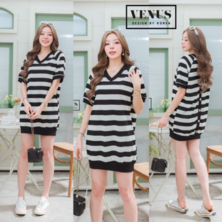 🌈🌿🌺🌸🌼🧡🤎🇰🇷 Cotton Stripe V Mini Dress