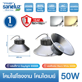 Saneluz 1 โคม ไฟโรงงาน ไฮเบย์ 50W Highbay LED แสงสีขาว แสงสีวอร์ม เลือกใช้งานได้เลย โคมไฟไฮเบย์ โคมไฟโรงงาน AC 220V led