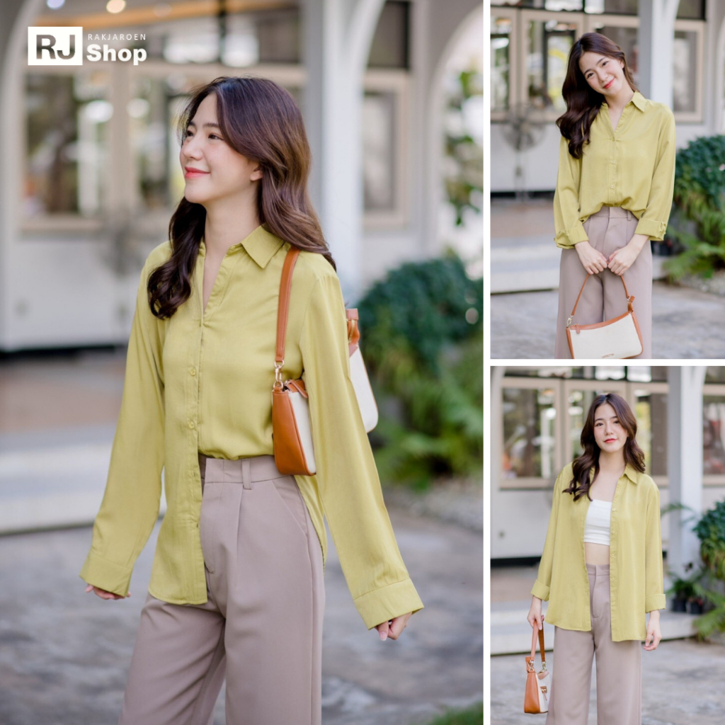 เสื้อเชิ้ตผู้หญิง แขนยาว เนื้อผ้าซิลล์เกาหลี (มี 10 สี) / GZ-168