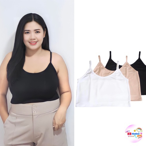 เสื้อสายเดี่ยวสาวอวบ แบบคอเว้า เสื้อซับในสาวอวบ (ไม่มีฟองน้ำ) Size : (XXL+) อก 38-48 นิ้ว และ Size : ( L) อก 32-40 นิ้ว
