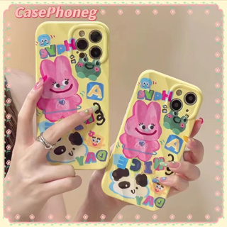 🍑CasePhoneg🍑ป้องกันการหล่น ขอบเต็ม iPhone 11 14 pro max การ์ตูน สีเหลือง สาวน่ารักหัวใจ หวานสวย case for iPhone 12 13