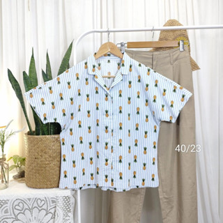 Uniqlo x cotton x S ลายทางสักปะรดน่ารัก สพาพ 70% อก 38 ยาว 23 Code: 1199(7)