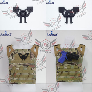 เพลทร้อยเสื้อเกราะ-เข็มขัดแบบระบบ Molle ยี่ห้อ Amomax (Molle Attachment)  ● คุณสมบัติ : 1. วัสดุผลิตจาก โพลิเมอร์เกรดกอง