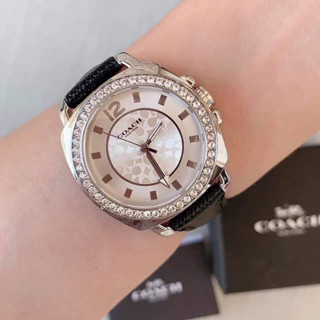 นาฬิกา Womens Mini Boyfriend Black Lather Strap Watch