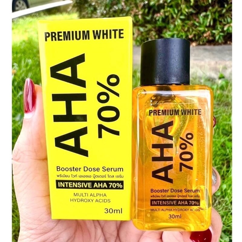 หัวเชื้อเซรั่ม AHA Premium White AHA 70% Booster Dose Serum 30 ml(กล่องเหลือง1ชิ้น)