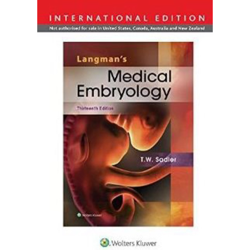 [หนังสือ] Langman's Medical Embryology ตำรา คัพภวิทยา เอ็มบริโอ แพทยศาสตร์ medicine medical english textbook book EB NS