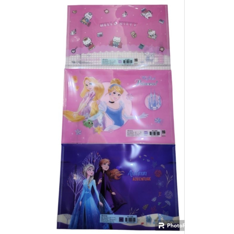 แฟ้ม แฟ้มพลาสติก แฟ้มกระดุม ใส่เอกสาร  A4 ลายการ์ตูนลิขสิทธิ์ โฟรเซ่น มาร์เวล สไปร์เดอร์แมน คิดตี้