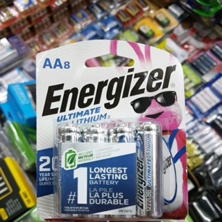 (แพค8ก้อน) ถ่าน Energizer Ultimate Lithium AA (ชาร์จไม่ได้) 1.5V  8ก้อน พลังงานนานกว่าAlkaline ของใหม่ ของแท้