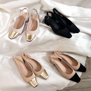 Julia รองเท้าผู้หญิงเปิดส้น ใส่เที่ยว ทูโทน สูง 1.5 นิ้ว แบรนด์ลุคแอทวี