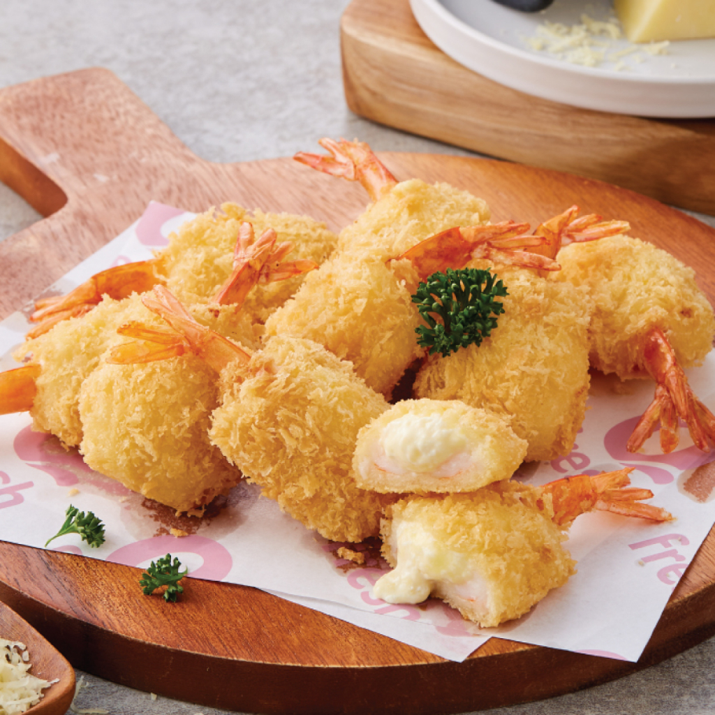 Qfresh กุ้งเชดด้าและครีมชีส กรอบ อร่อย ชีสเยิ้ม