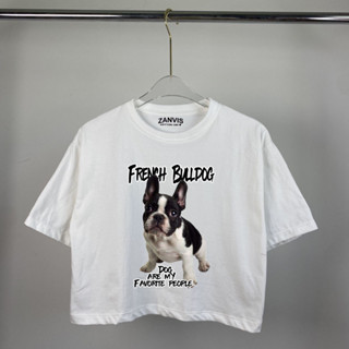 เสื้อครอปสกรีนลาย French Bulldog มี 14 สี