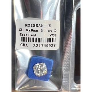 GRA Mois Moissanite  เพชร(1เม็ด น้ำหนัก 3.50.กะรัต)ขนาด CU 9X9 MM โมซาไนท์ เพชร โมอีส มี ใบเซอร์ะอยู่ในซีน