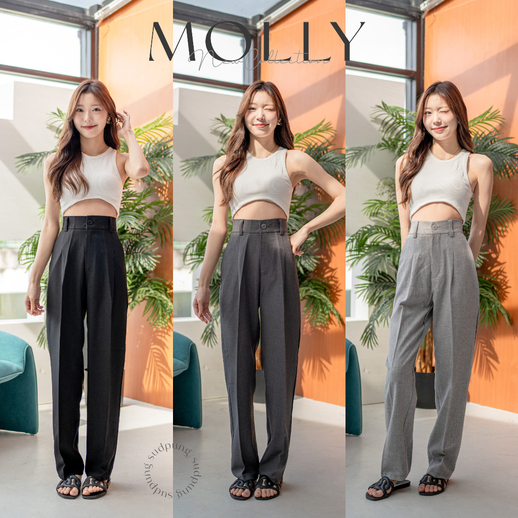 Molly_SP021 กางเกงกระบอกเล็ก ขา9ส่วน ผ้าโซดาใส่ง่ายใส่สบายใส่ได้ทุกโอกาสเนื้อผ้าไม่หนาไม่บางจนเกินไป