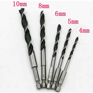 ดอกสว่านหัวเกสร ดอกเจาะไม้ แบบสวมเร็ว แกน 6 เหลี่ยม ขนาด 4-10mm 5 ชิ้น