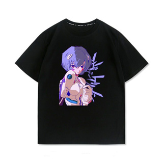 Ayanami Rei EVA NEON GENESIS EVANGELION ฤดูร้อนแขนสั้นเสื้อยืดผ้าฝ้ายยอดนิยมเสื้อยืดร้อนแรง